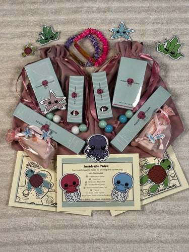 Translation missing: en.the twin tides makeup box with full-size makeup, stickers, connection card, and friendship bracelet for sharing